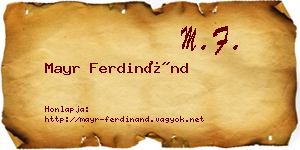 Mayr Ferdinánd névjegykártya